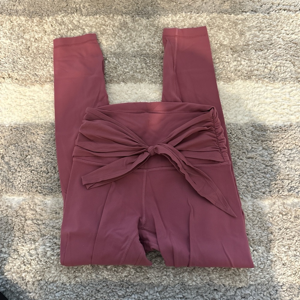 Pink lululemon leggings with tie front